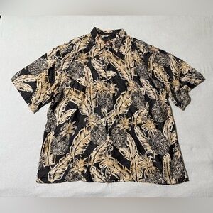 Bamboo‎ Cay Pineapple Print Black Hawaiian Button Up Shirt Mens 2XL